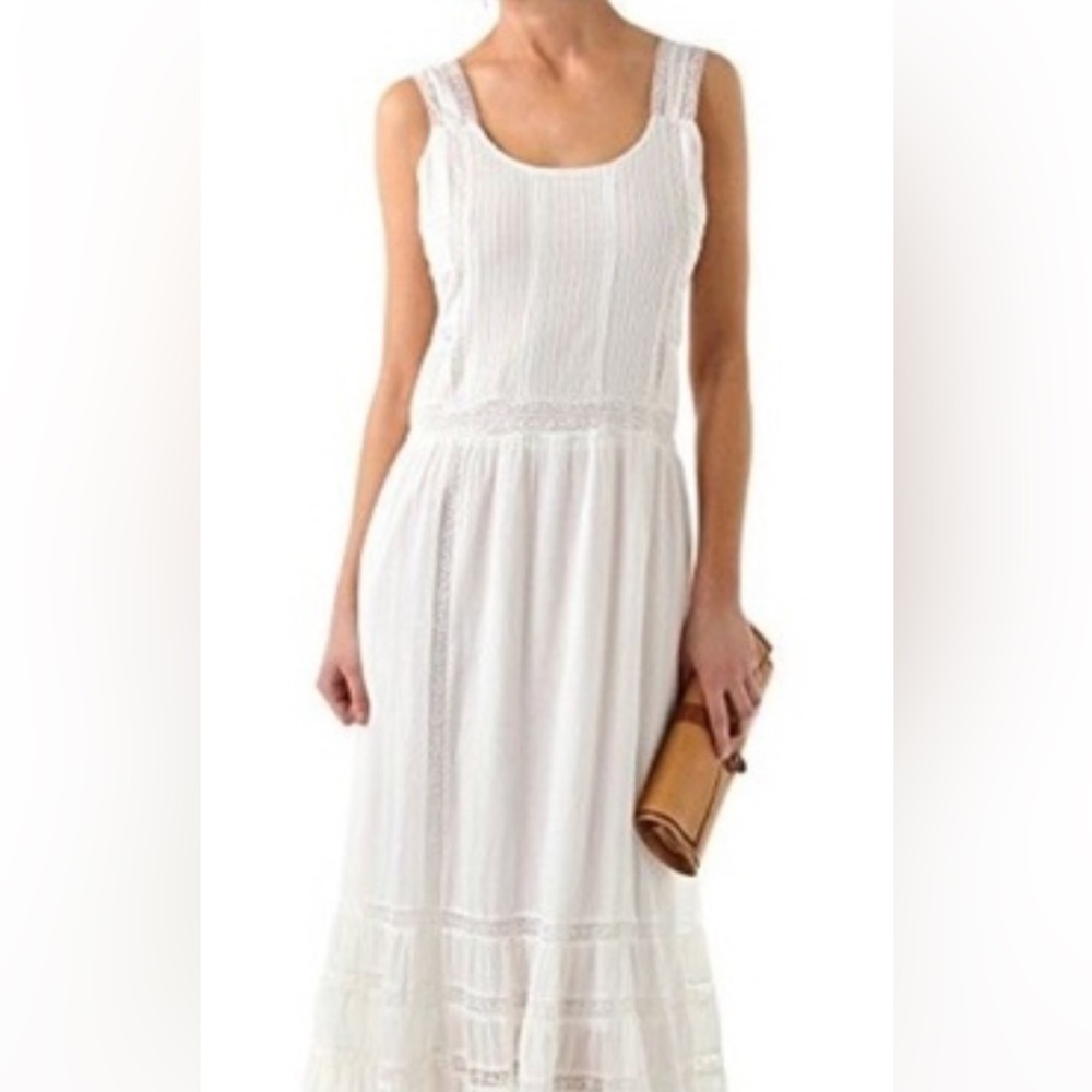 NWT Candela 100% Cotton Natural White Maxi Dress SzLRG appr 60”LongBust appr40”